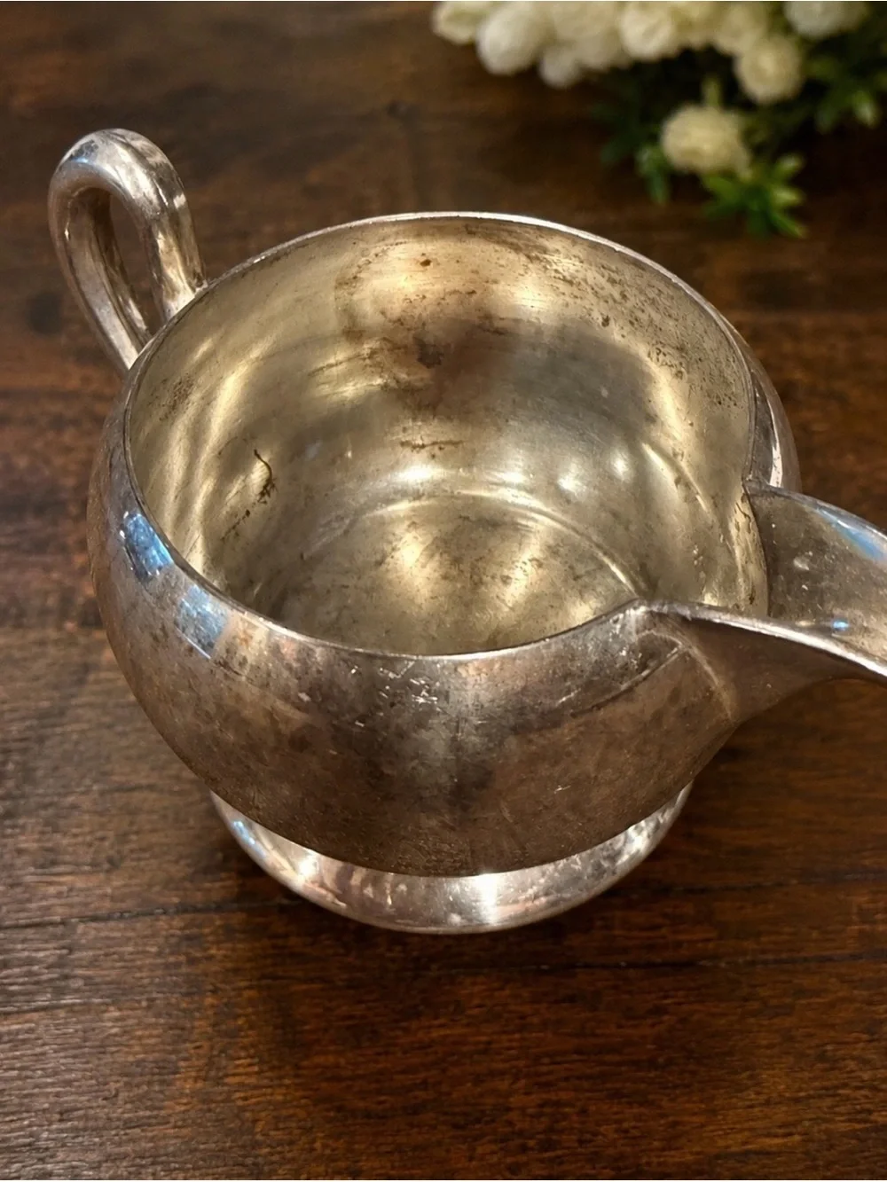 Vintage Academy Silver on Copper Creamer Pitcher Footed Serving Piece